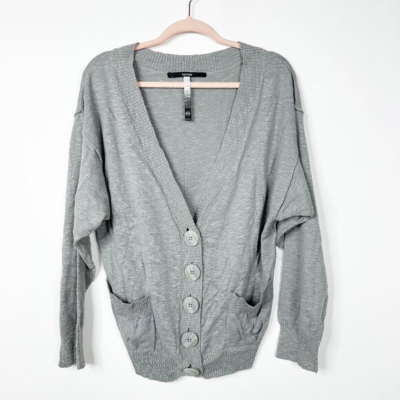 2/$24 Kensie Big Buttons V-Neck Cardigan Pockets Gray Medium #A0463 TRB3 - Picture 3 of 7